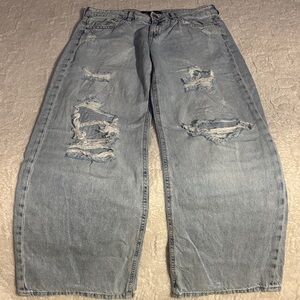 Aeropostale Men's Relaxed Distressed Jeans - Light Blue